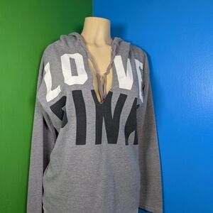 Victoria's Secret Gray Hoodie with Black and White Print